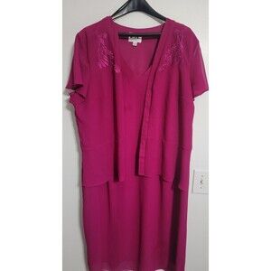 KSL  Dark Purple  Evening Short Sleeve Dress - Size 22 WP